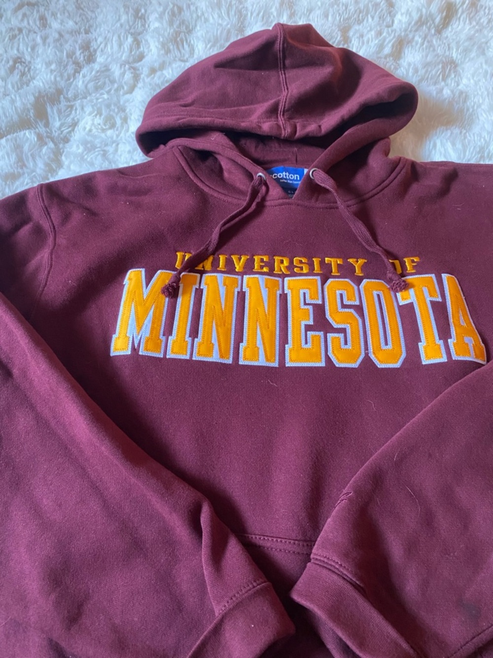 University of Minnesota Embroidered Maroon Hoodie with Gold Lettering